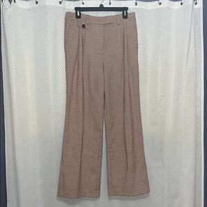1. State Checkered Wide-Leg Pants - Brown and White